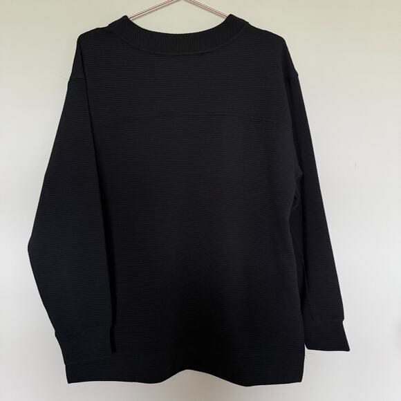 Zella Womens Sweatshirt Medium Black Ribbed Boxy Layering Minimalist Athleisure - Picture 4 of 4